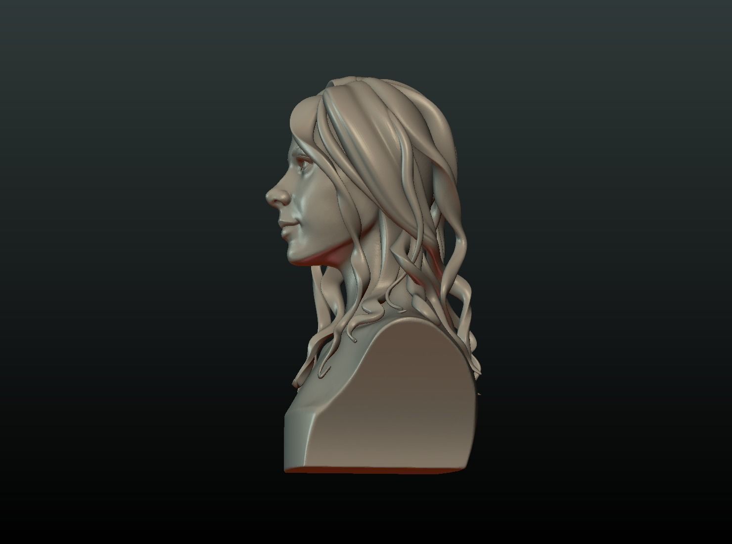 Woman head and Hairstyle 3D print model_6