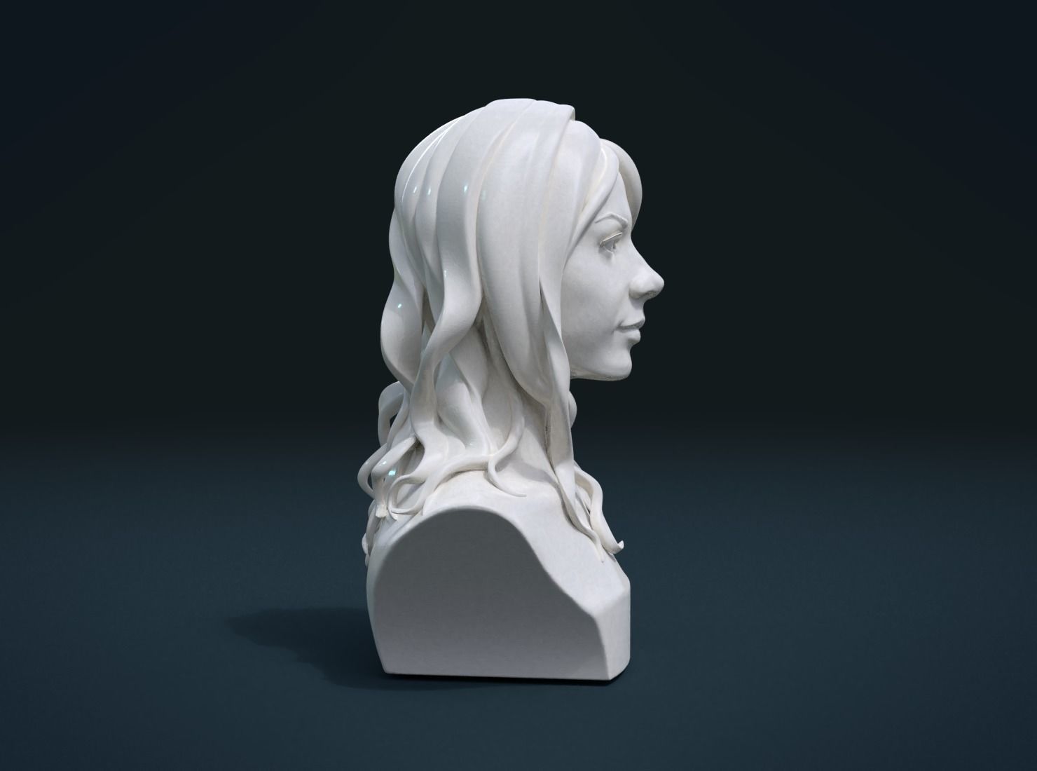 Woman head and Hairstyle 3D print model_2