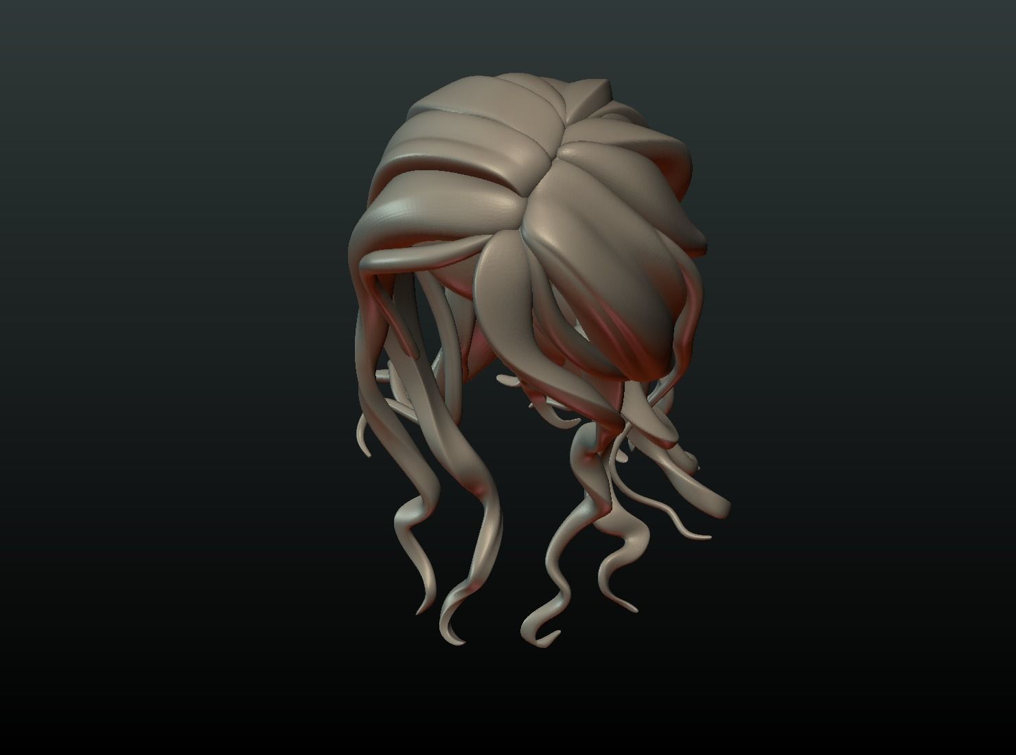 Woman head and Hairstyle 3D print model_23