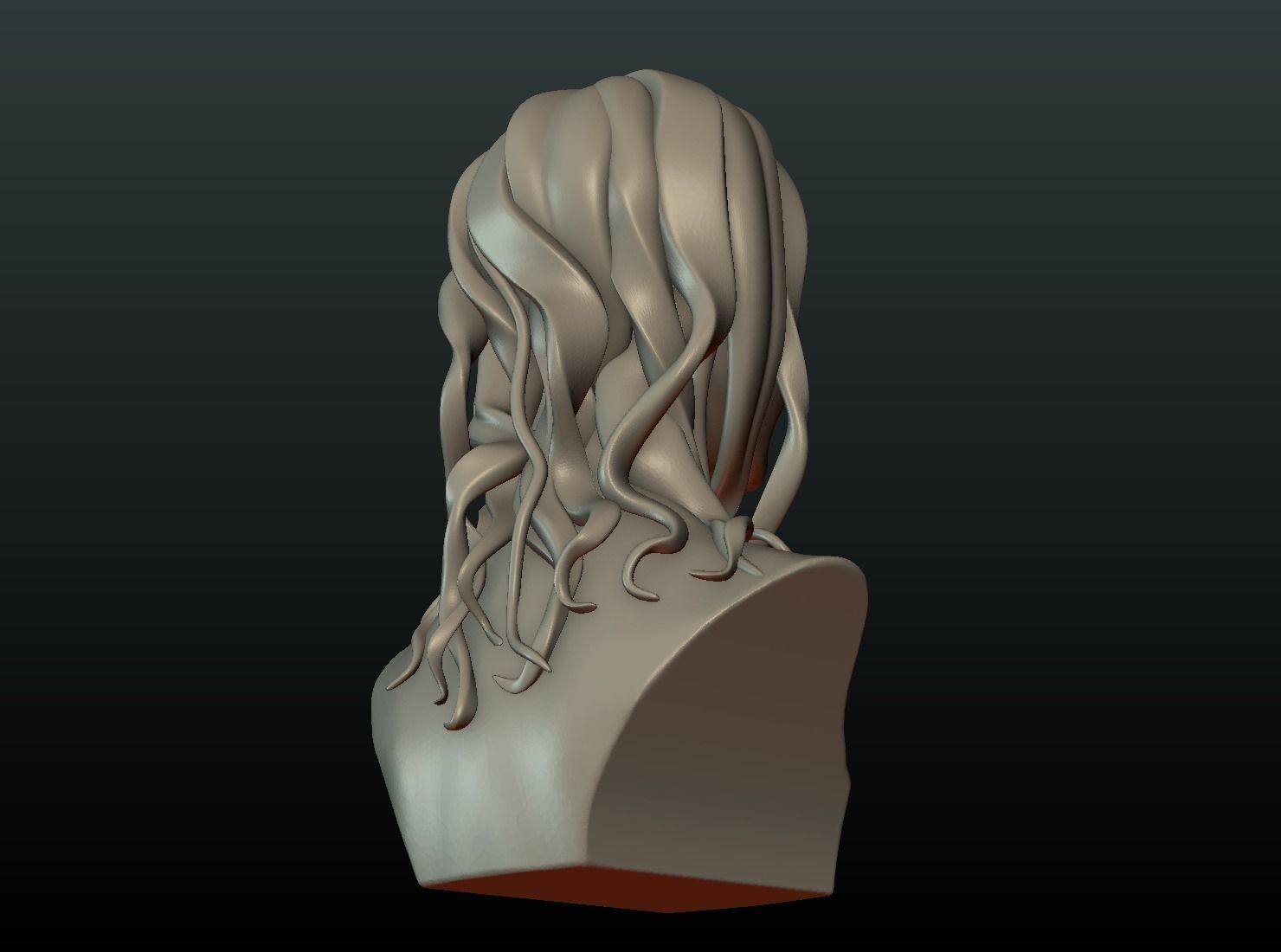 Woman head and Hairstyle 3D print model_9