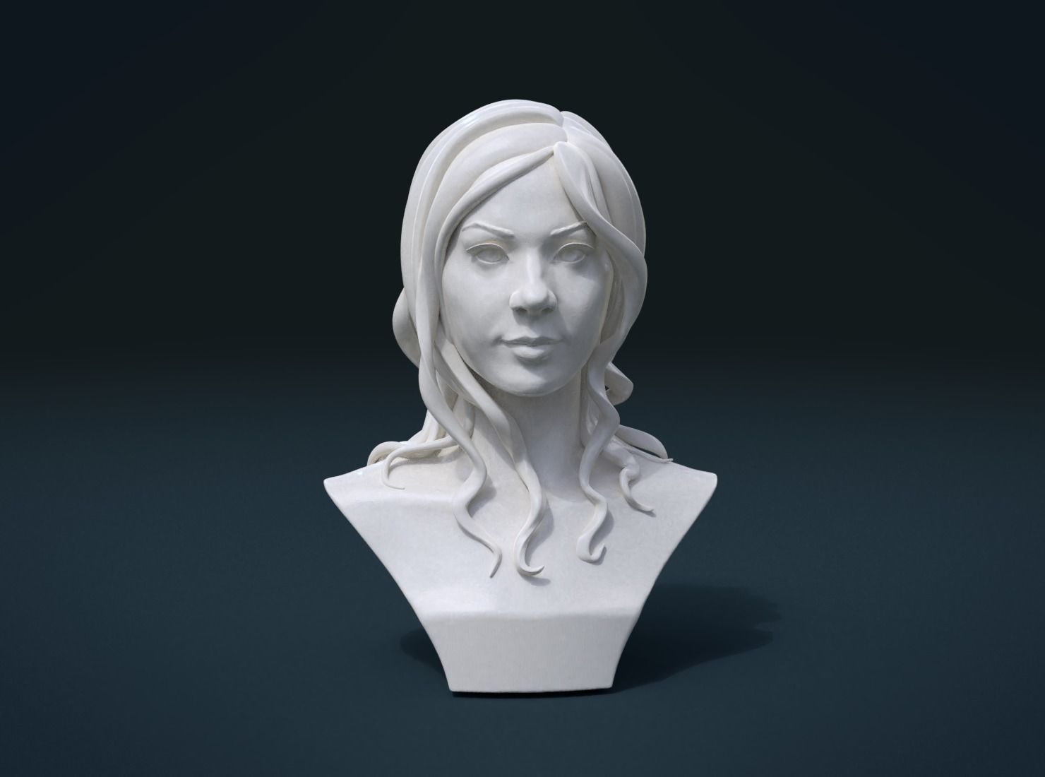 Woman head and Hairstyle 3D print model_1