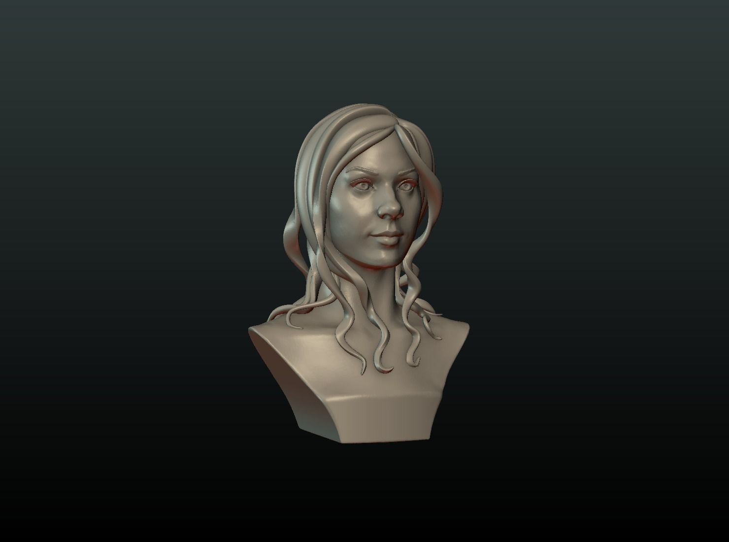 Woman head and Hairstyle 3D print model_5