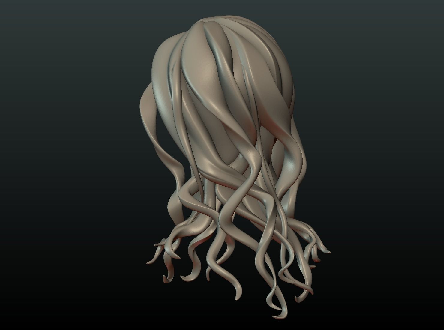 Woman head and Hairstyle 3D print model_20