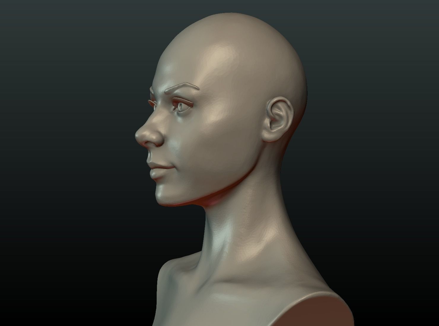 Woman head and Hairstyle 3D print model_19