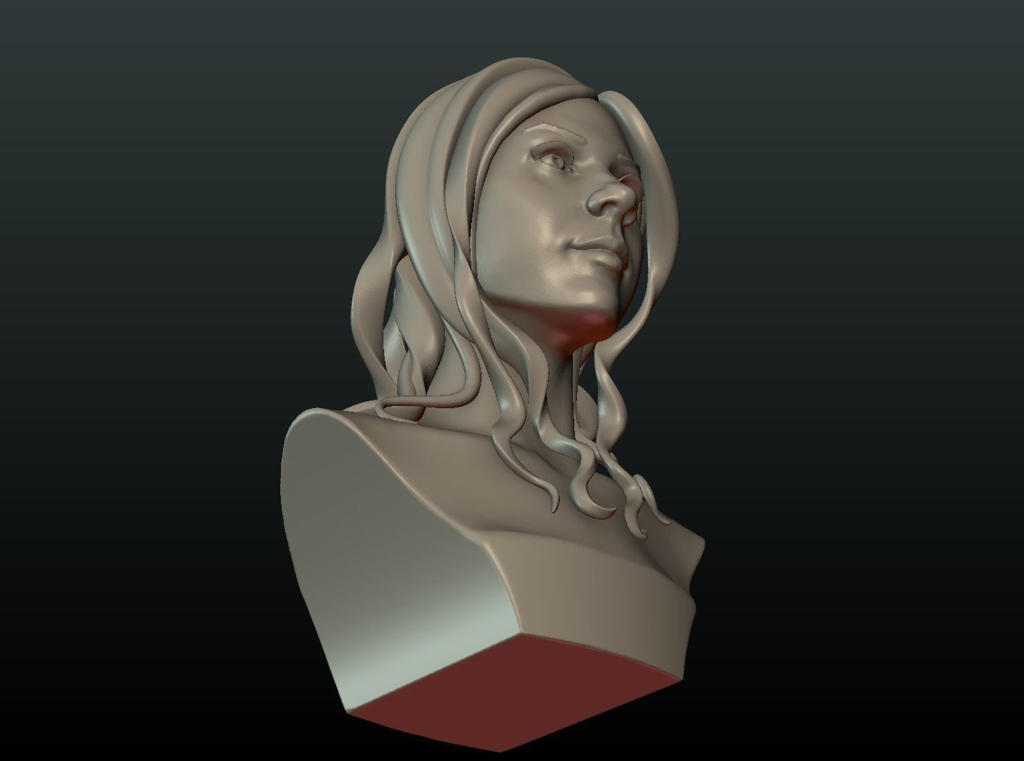 Woman head and Hairstyle 3D print model_15