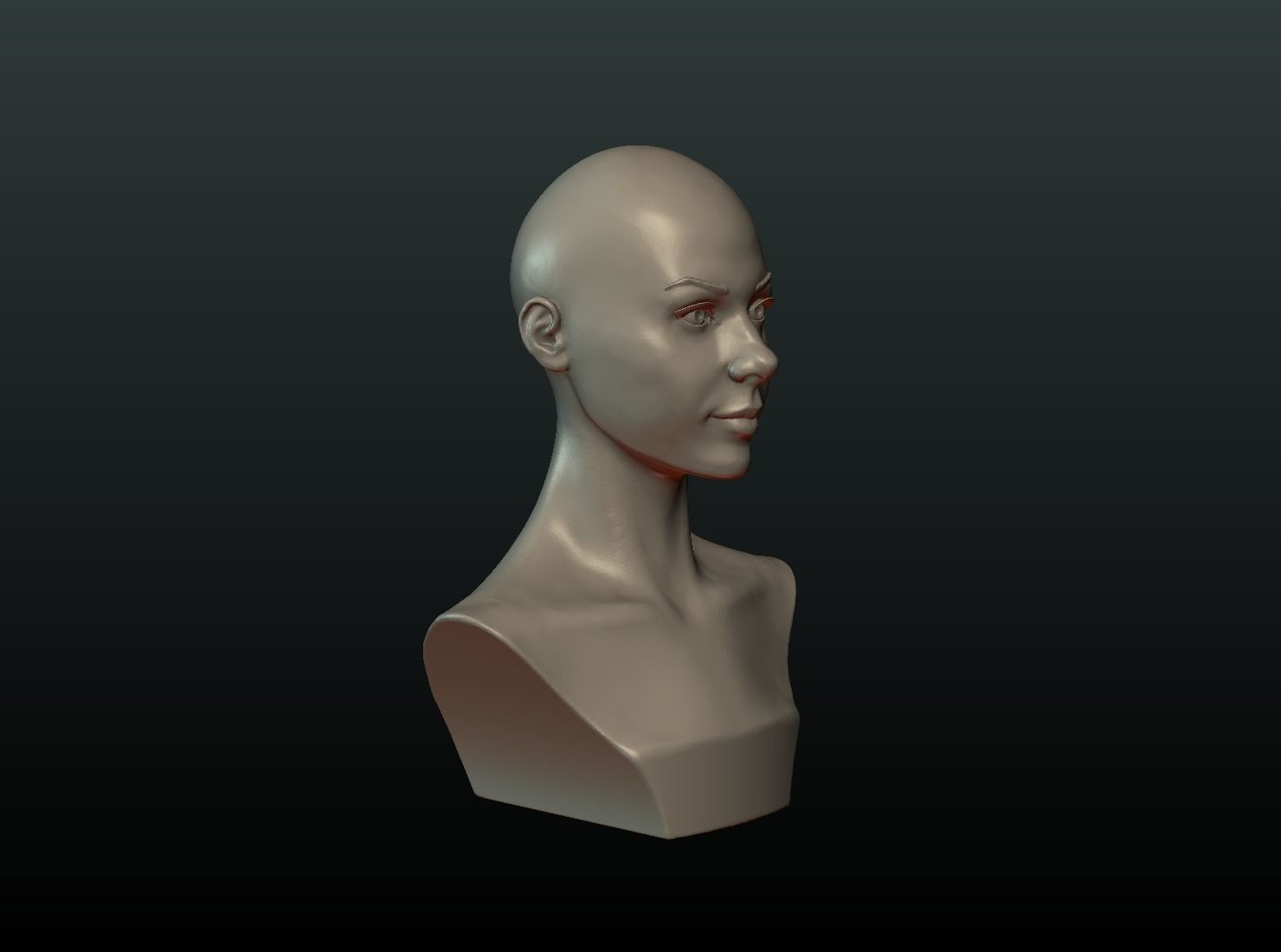 Woman head and Hairstyle 3D print model_16