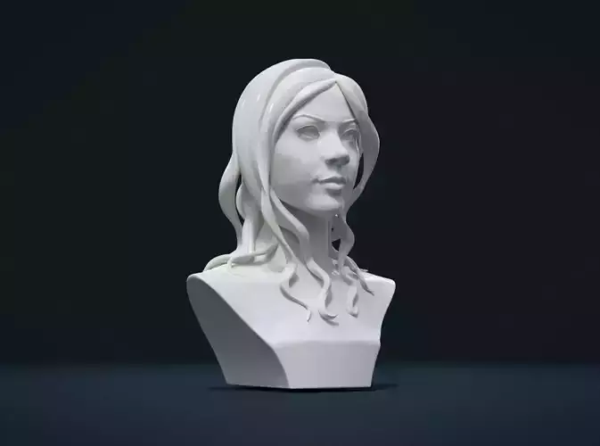 Woman head and Hairstyle 3D print model