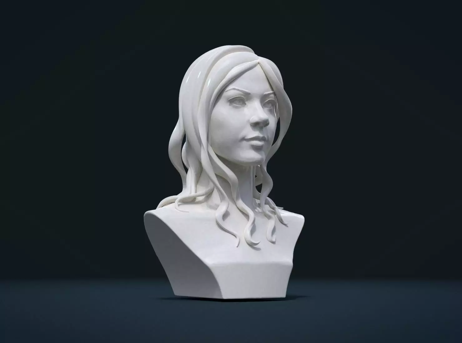 Woman head and Hairstyle 3D print model_0