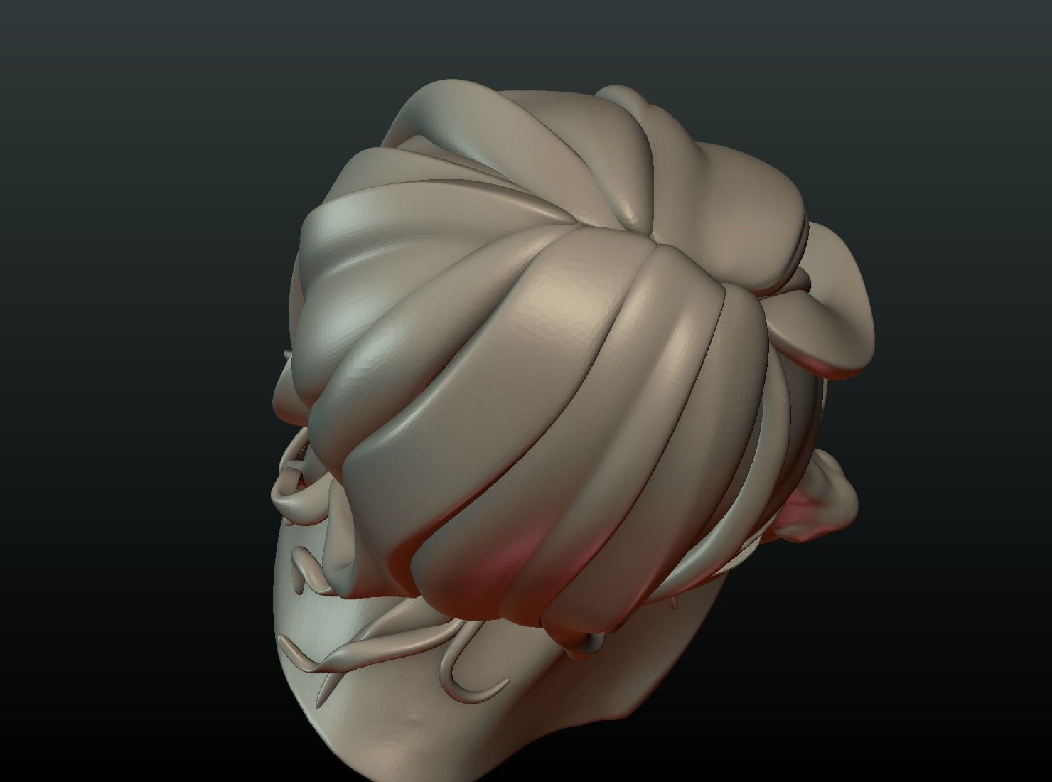 Woman head and Hairstyle 3D print model_13
