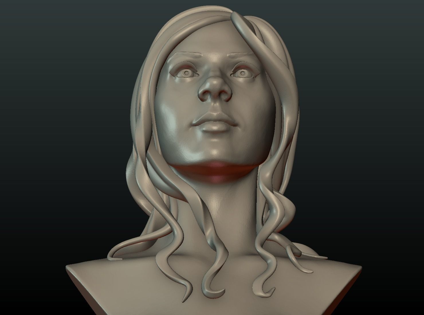 Woman head and Hairstyle 3D print model_14