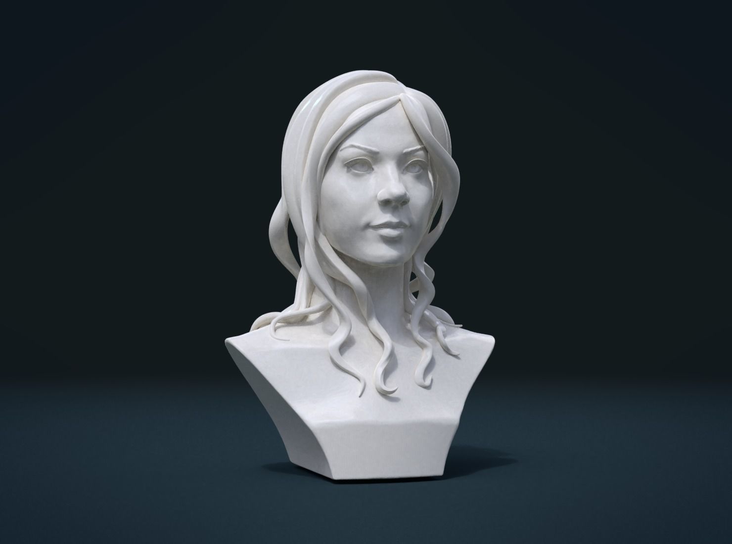 Woman head and Hairstyle 3D print model_4