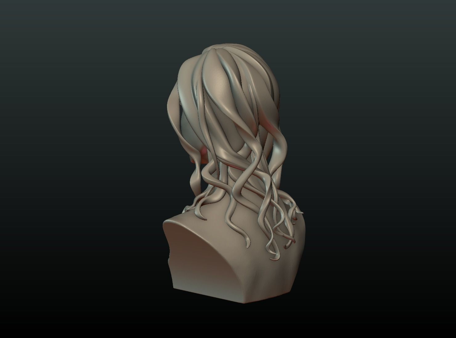 Woman head and Hairstyle 3D print model_7