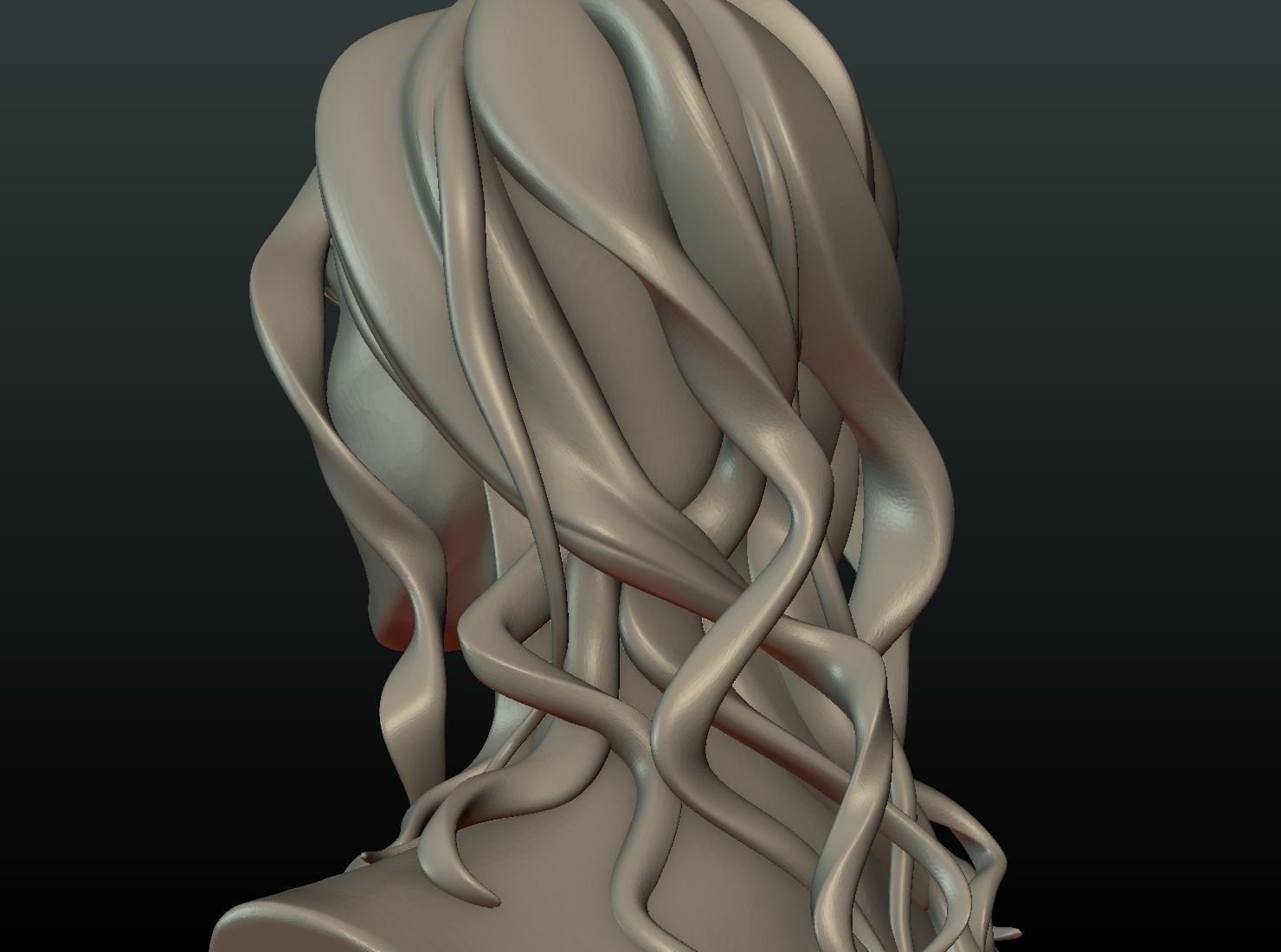 Woman head and Hairstyle 3D print model_10