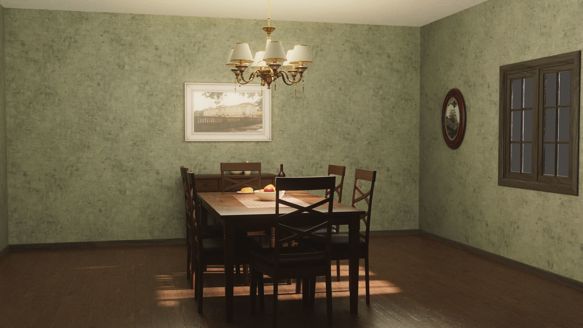 Dining Table and Chair Low-poly 3D model_6