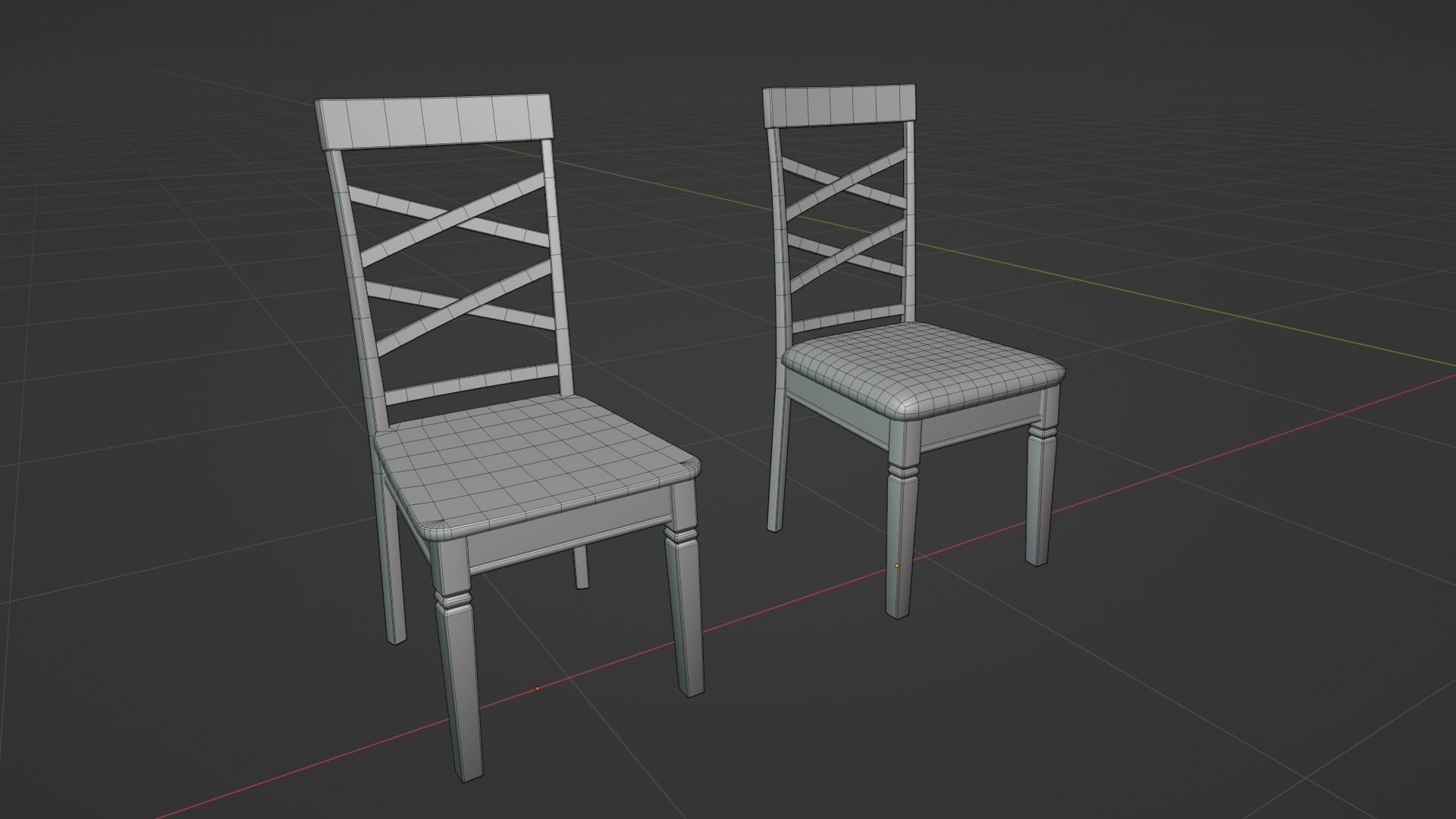 Dining Table and Chair Low-poly 3D model_16