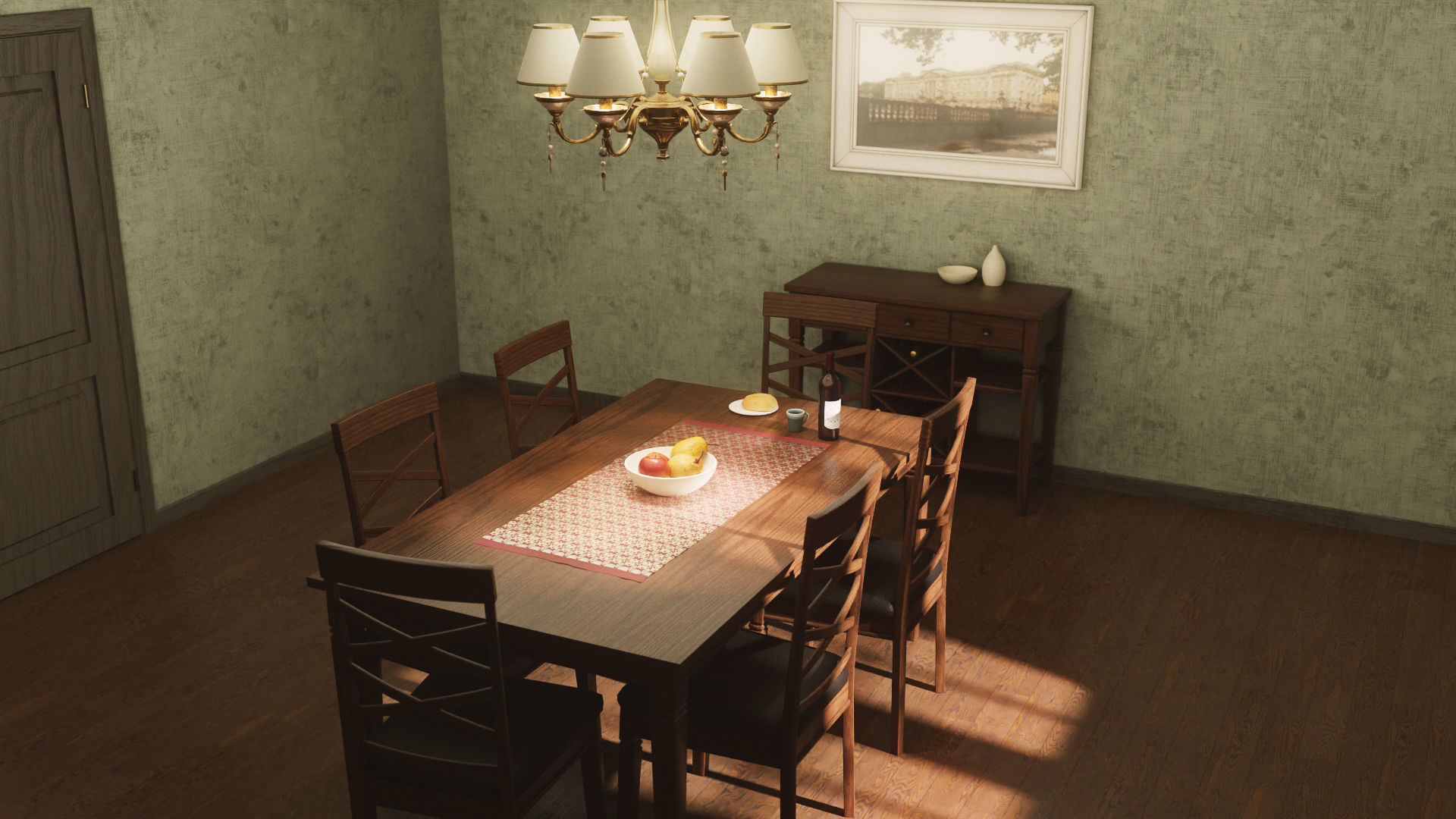 Dining Table and Chair Low-poly 3D model_2
