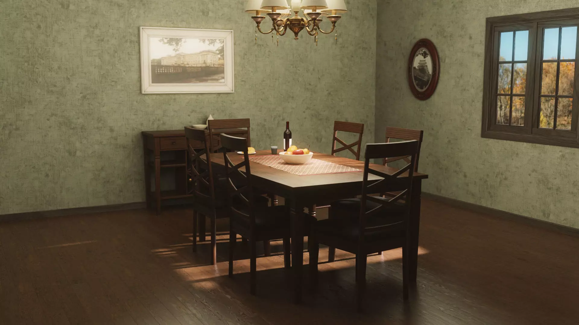 Dining Table and Chair Low-poly 3D model_0