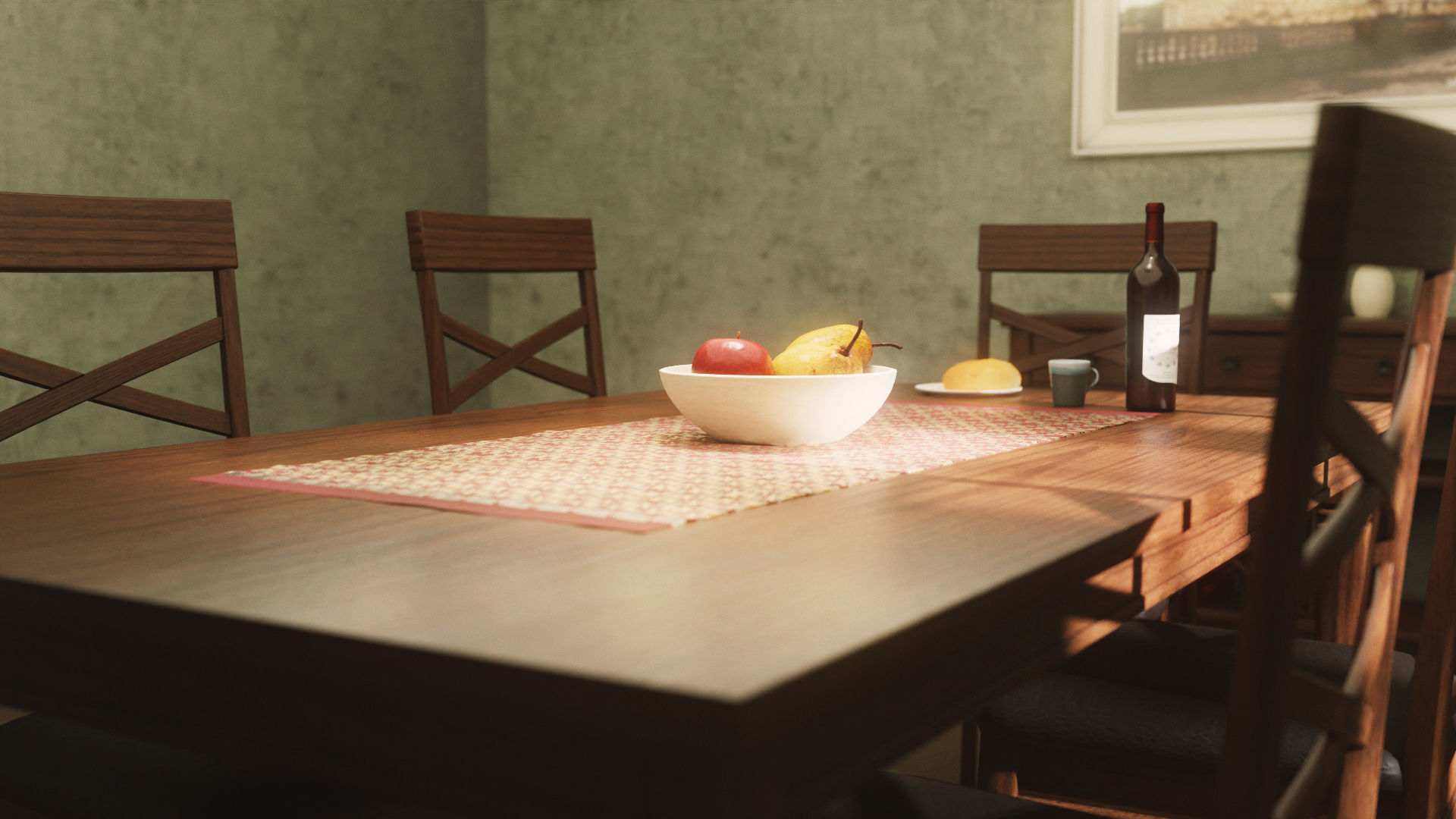 Dining Table and Chair Low-poly 3D model_5