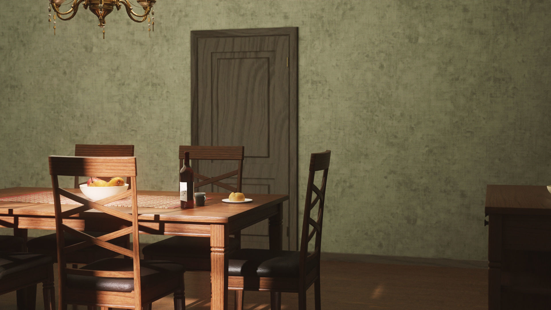 Dining Table and Chair Low-poly 3D model_1