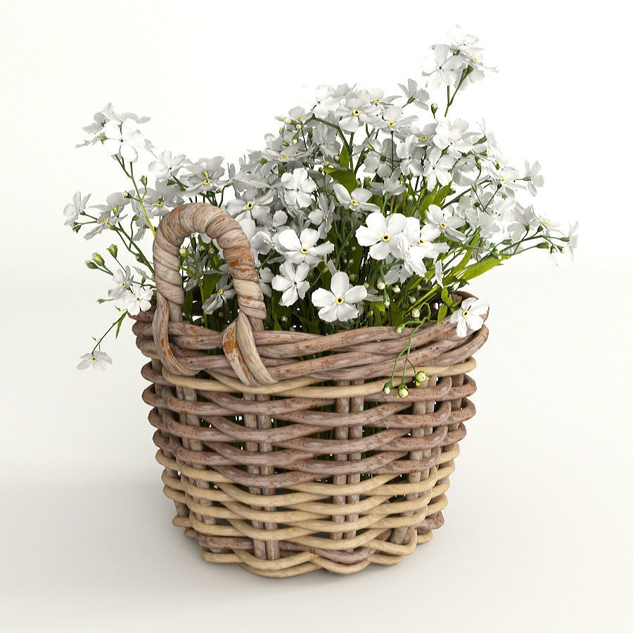 Flowers in a basket 3D model_3