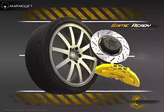 Sport Car Wheel  Lowpoly Low-poly 3D model