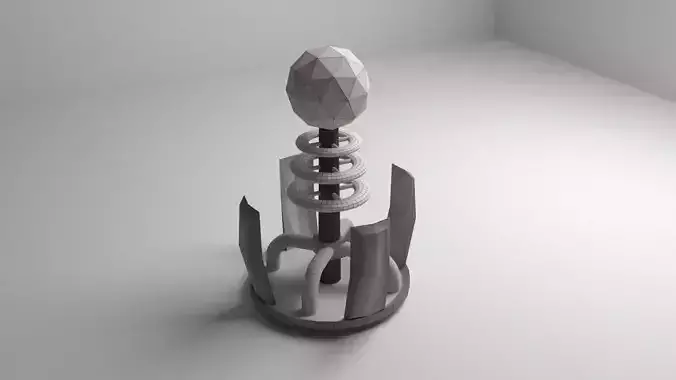 Coil Tesla 3D Model Low-poly 3D model