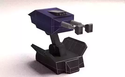 3D Turret Gun Low Poly 
