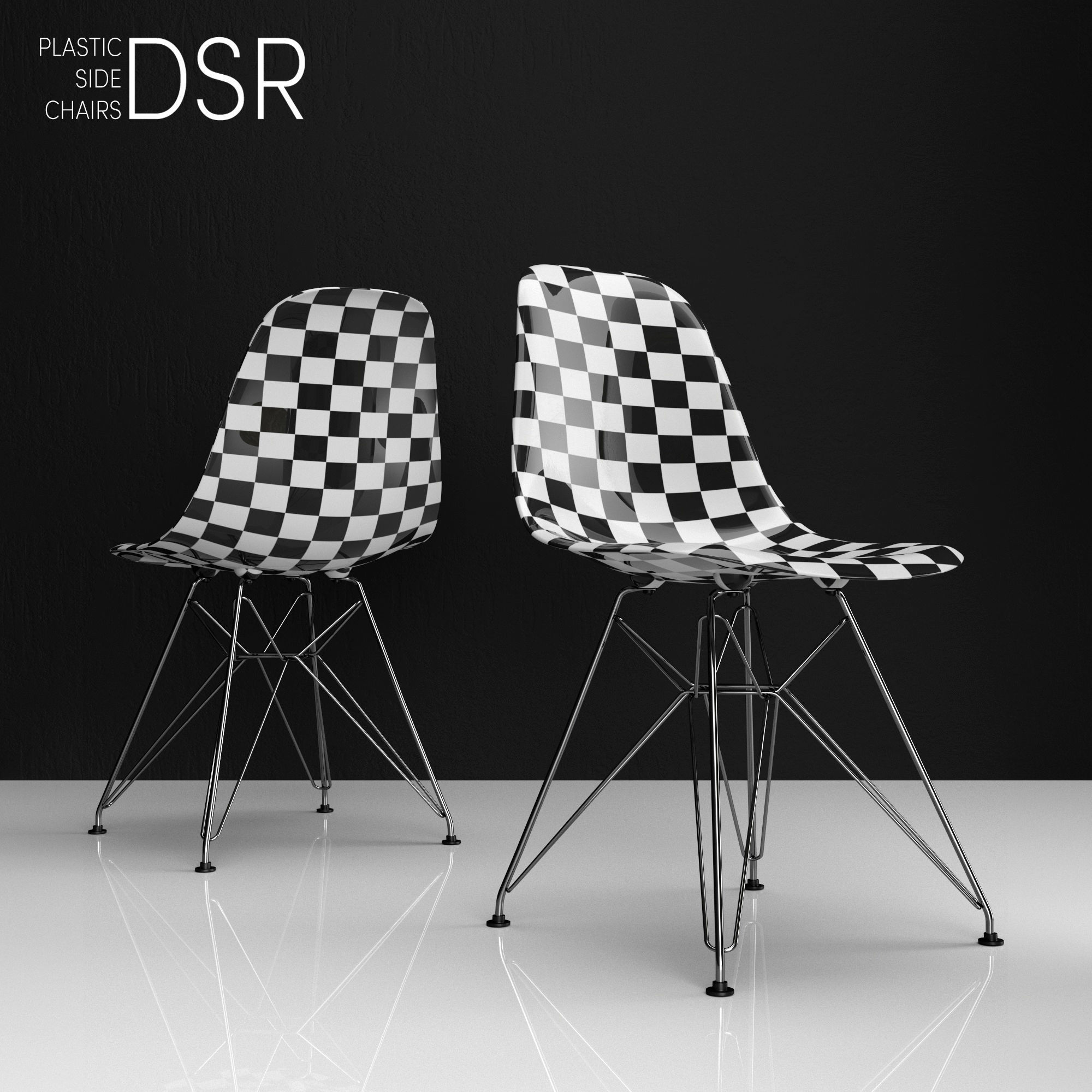 Eames DSR plastic side chairs 3D model_1