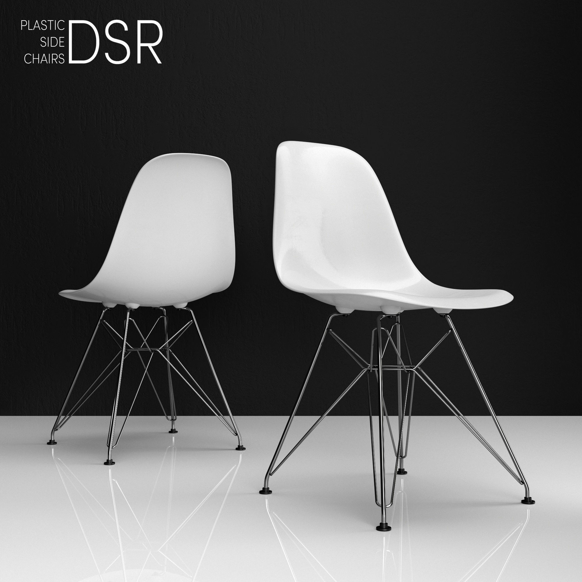 Eames DSR plastic side chairs 3D model_3