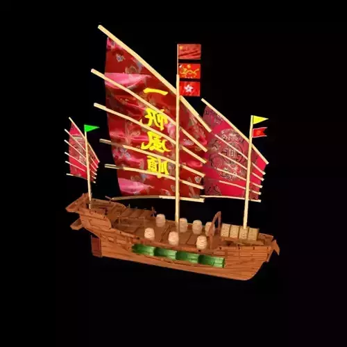 Chinese junk ship Low-poly 3D model