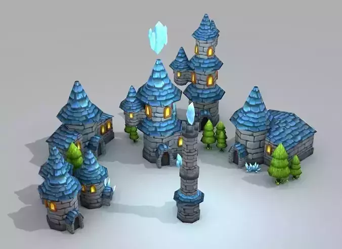 Wizard Tower Pack Low-poly 3D model