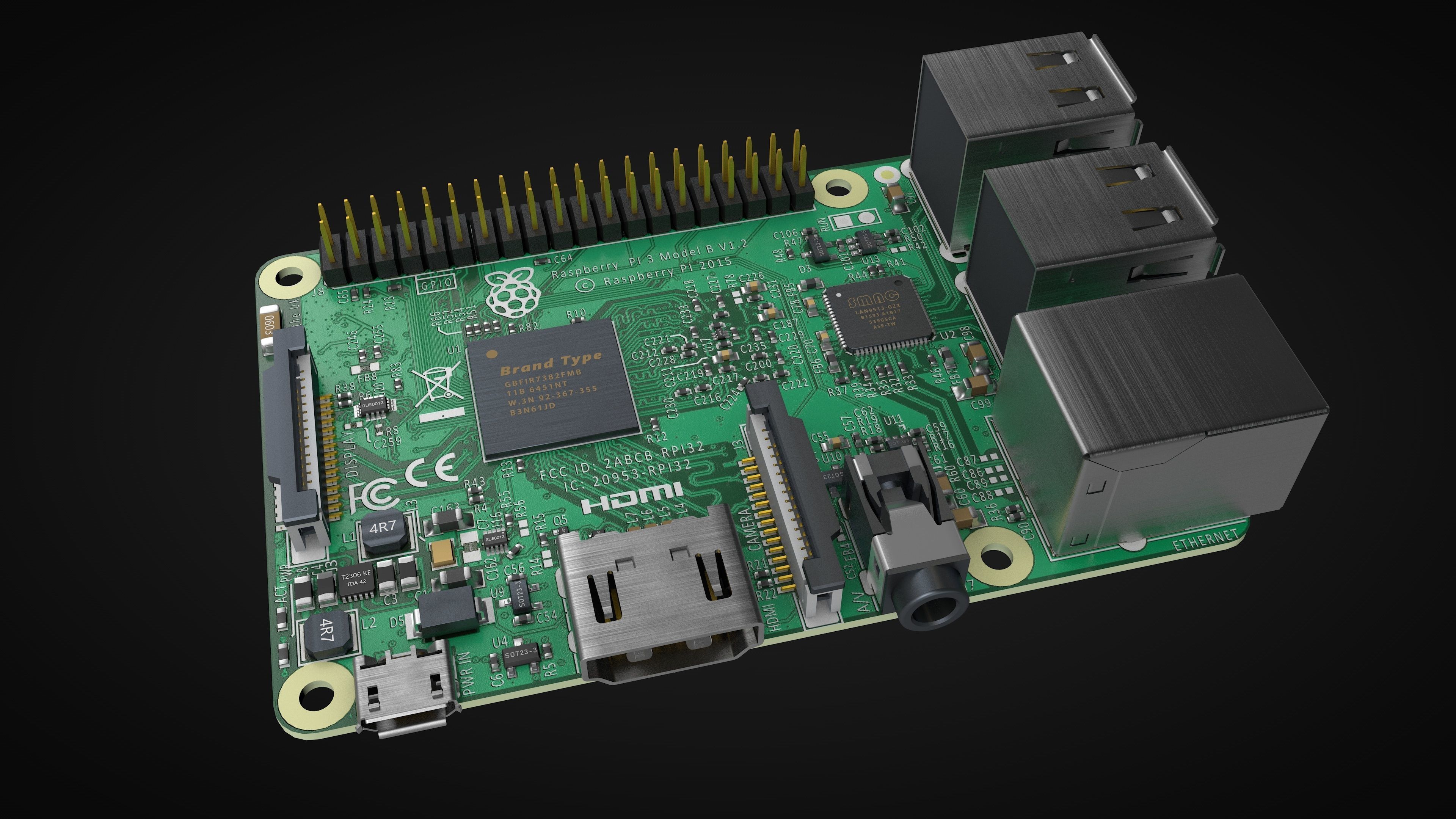 circuit board raspberry pi 3 3D model_3