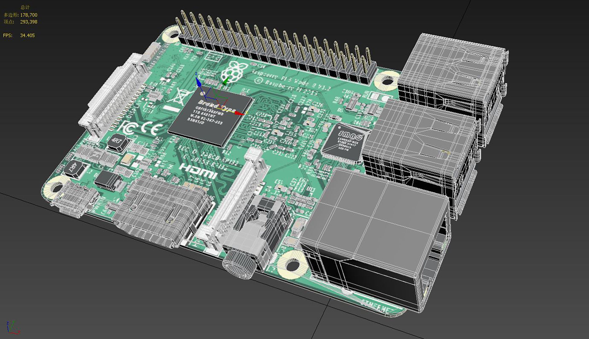 circuit board raspberry pi 3 3D model_7