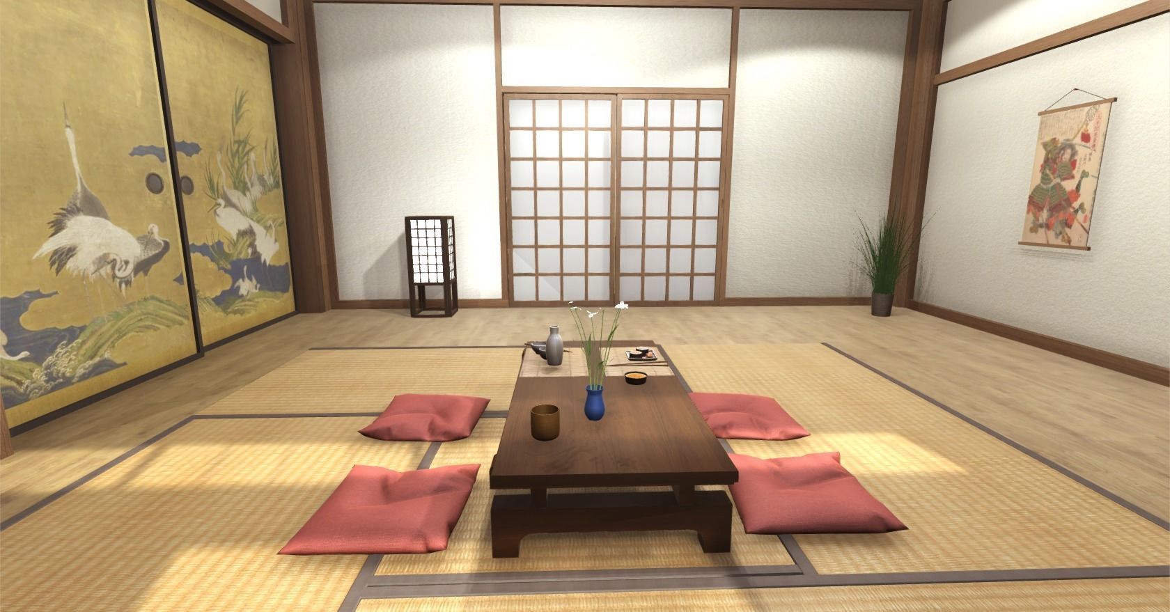 Japanese Room Low-poly 3D model_8