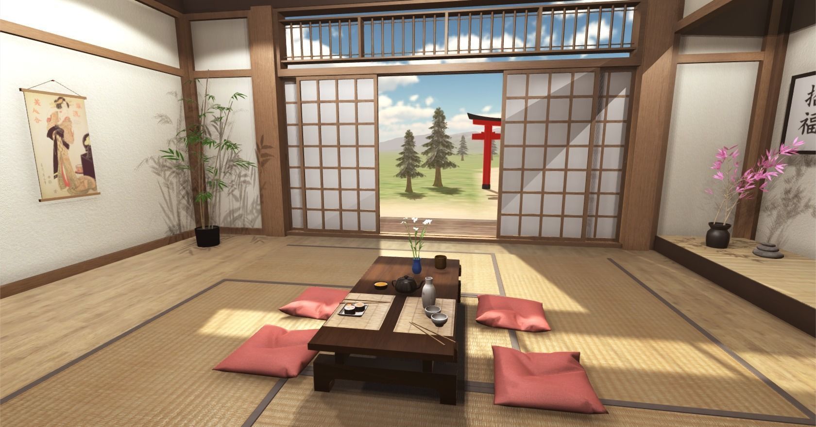 Japanese Room Low-poly 3D model_7