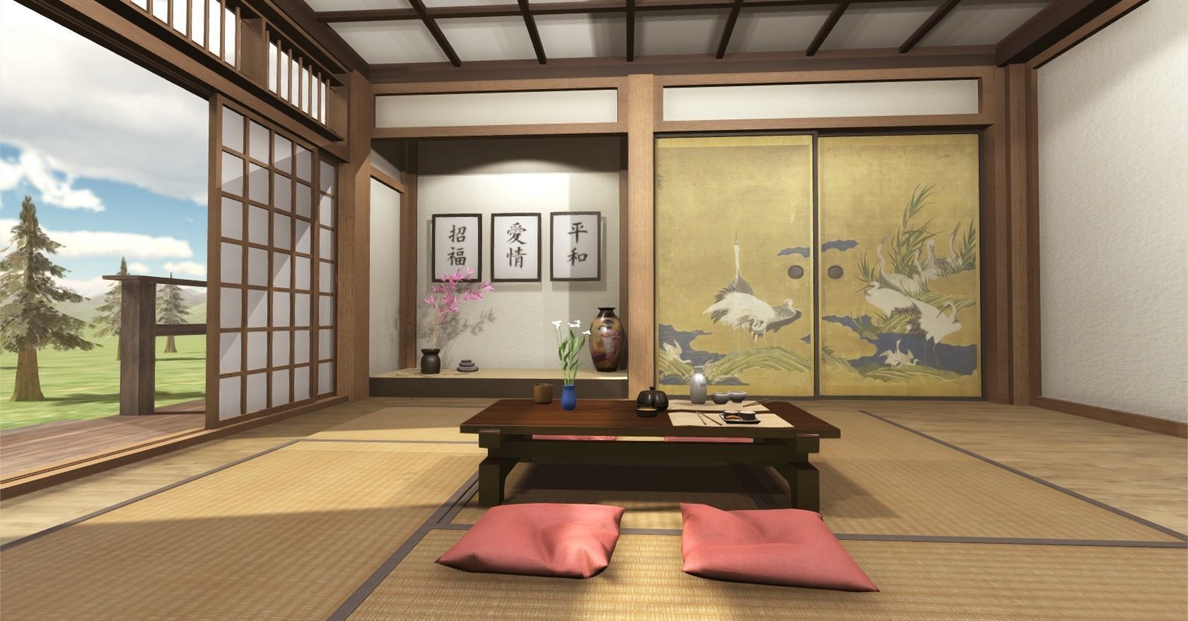 Japanese Room Low-poly 3D model_1