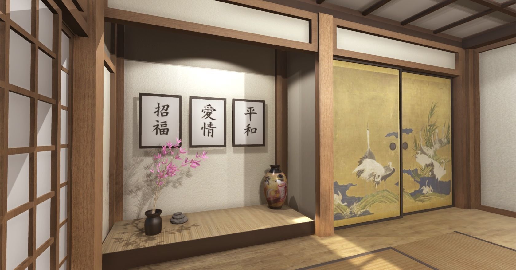 Japanese Room Low-poly 3D model_3