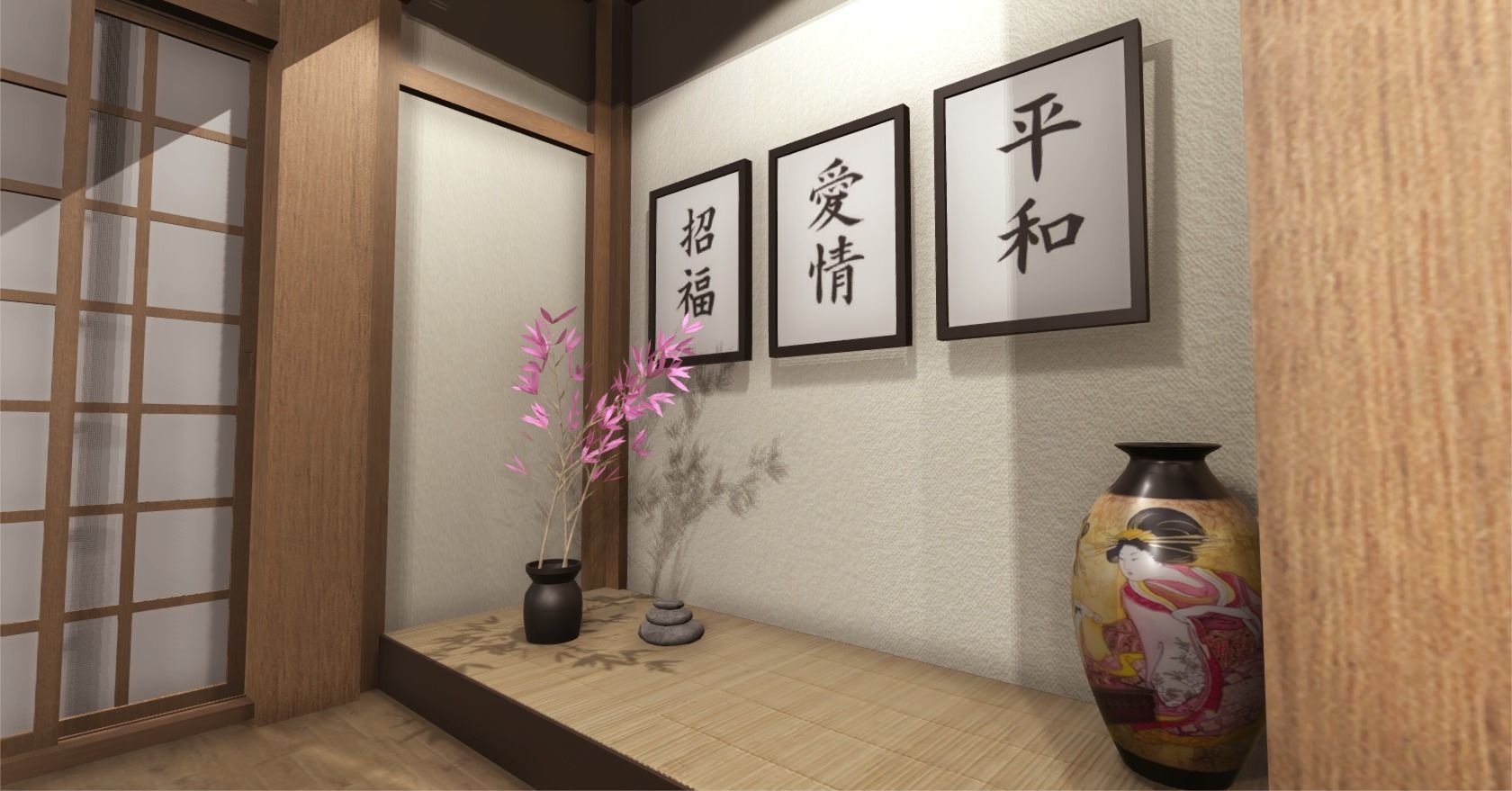 Japanese Room Low-poly 3D model_4