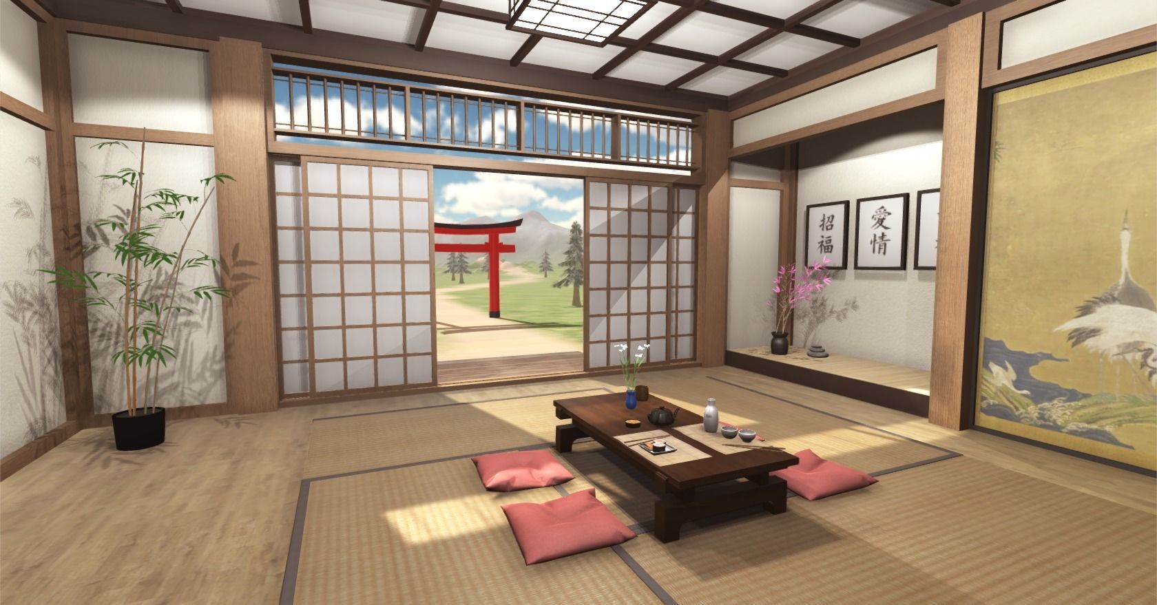 Japanese Room Low-poly 3D model_2