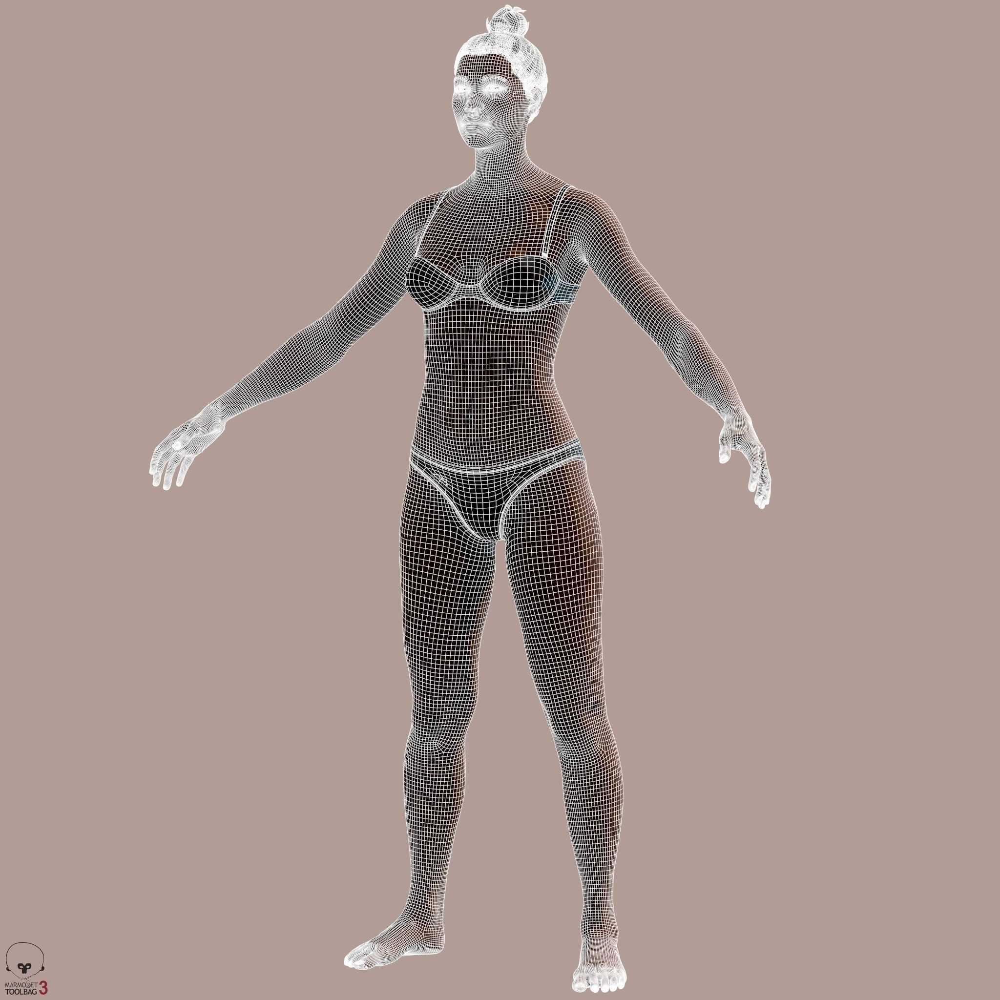 Average Black Female Body Low-poly 3D model_34