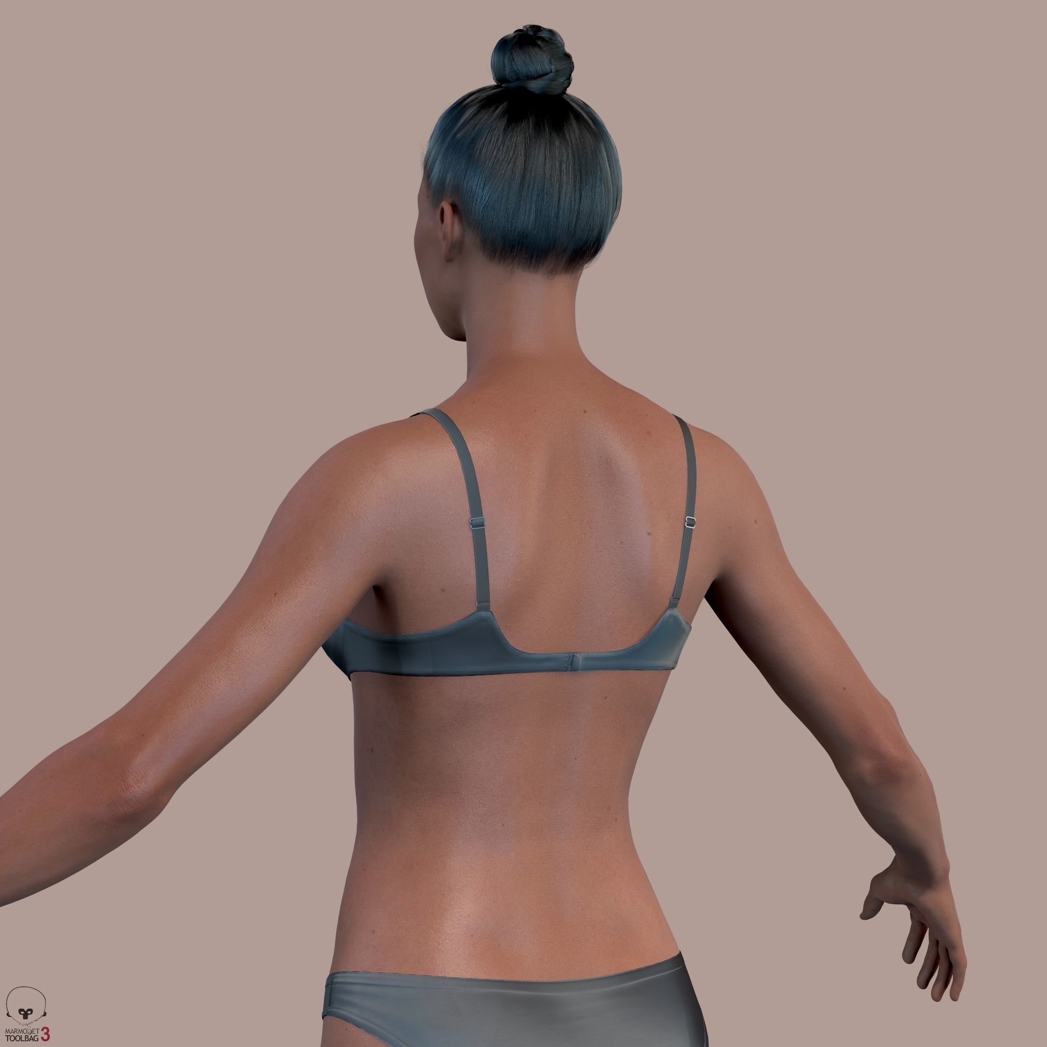 Average Black Female Body Low-poly 3D model_17