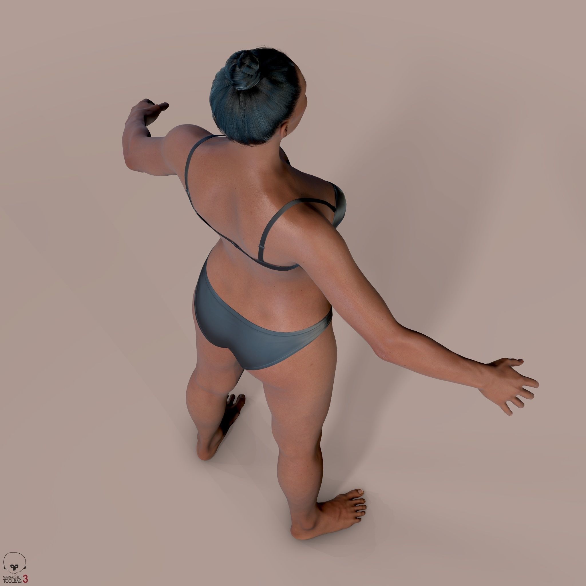 Average Black Female Body Low-poly 3D model_23