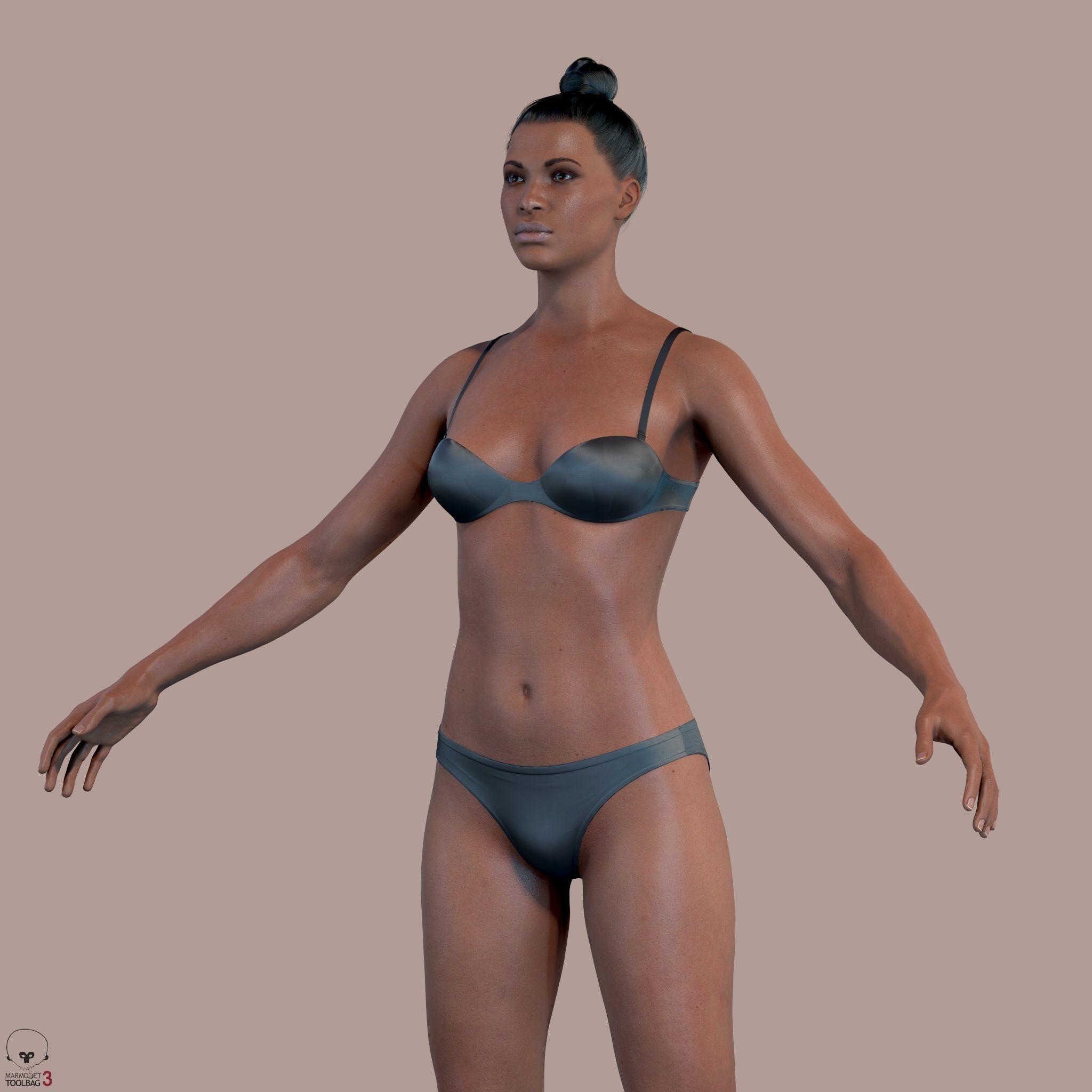 Average Black Female Body Low-poly 3D model_18