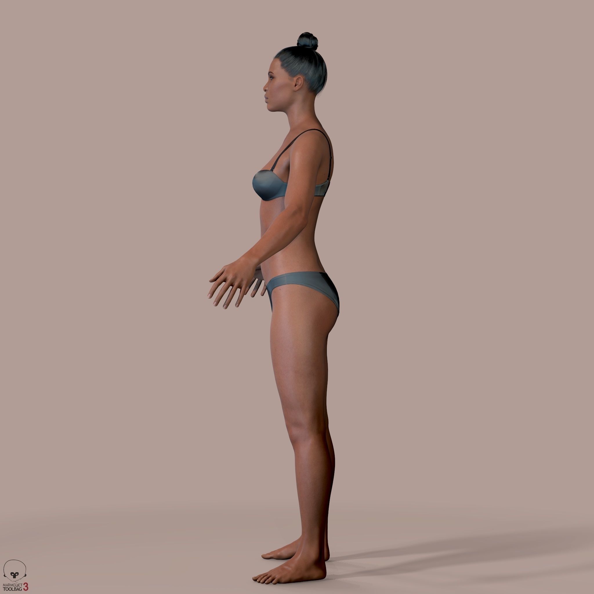 Average Black Female Body Low-poly 3D model_12