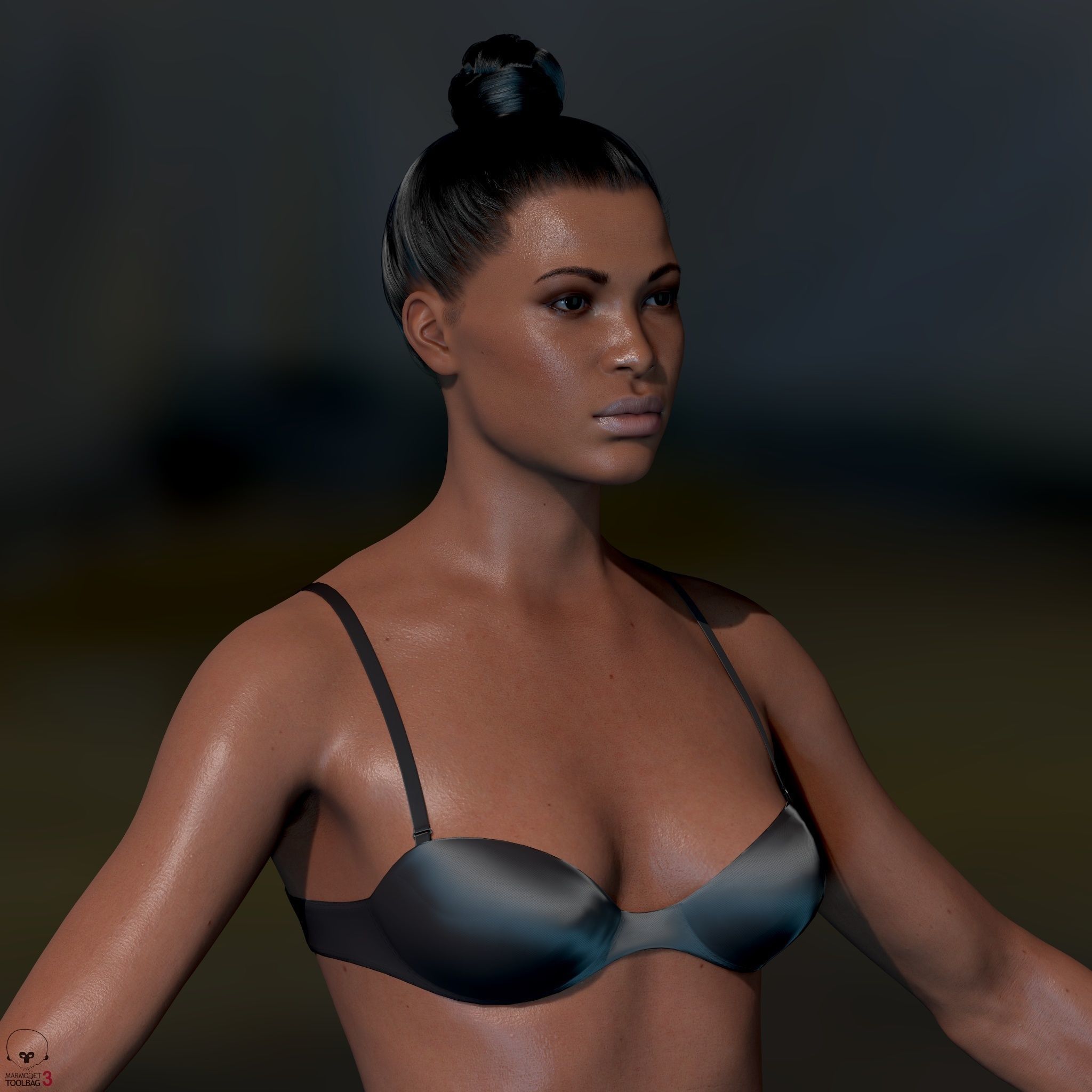 Average Black Female Body Low-poly 3D model_32