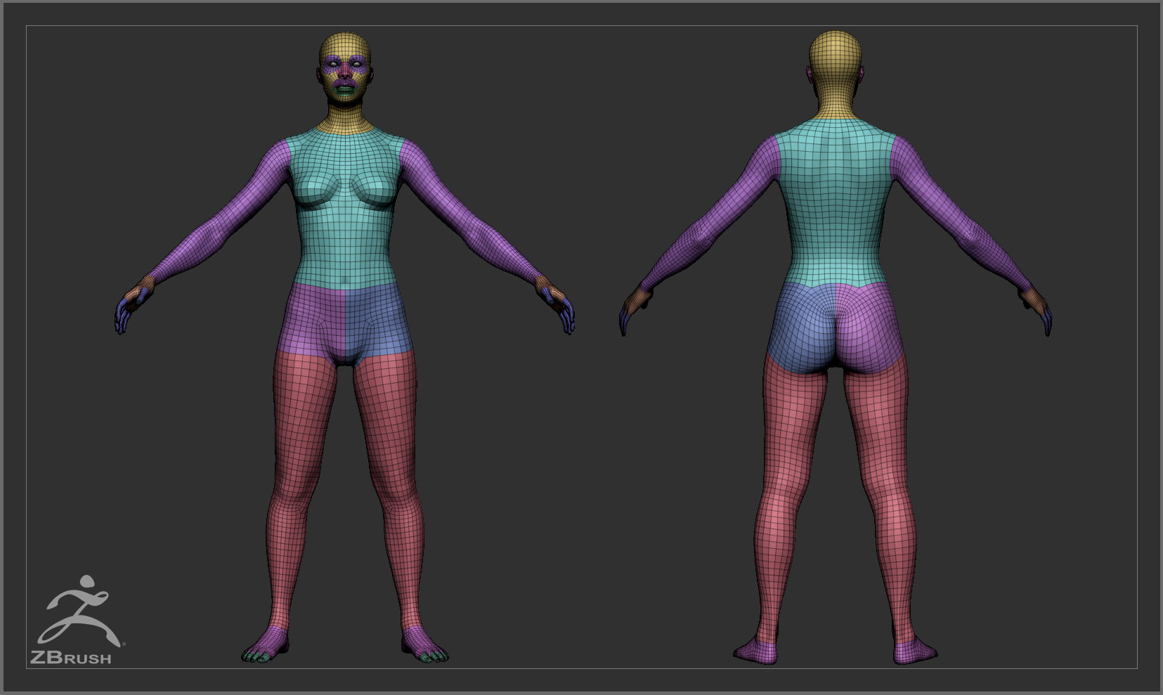 Average Black Female Body Low-poly 3D model_52