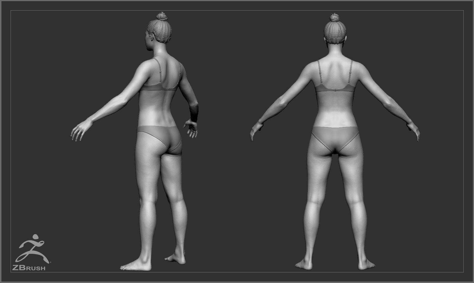 Average Black Female Body Low-poly 3D model_45