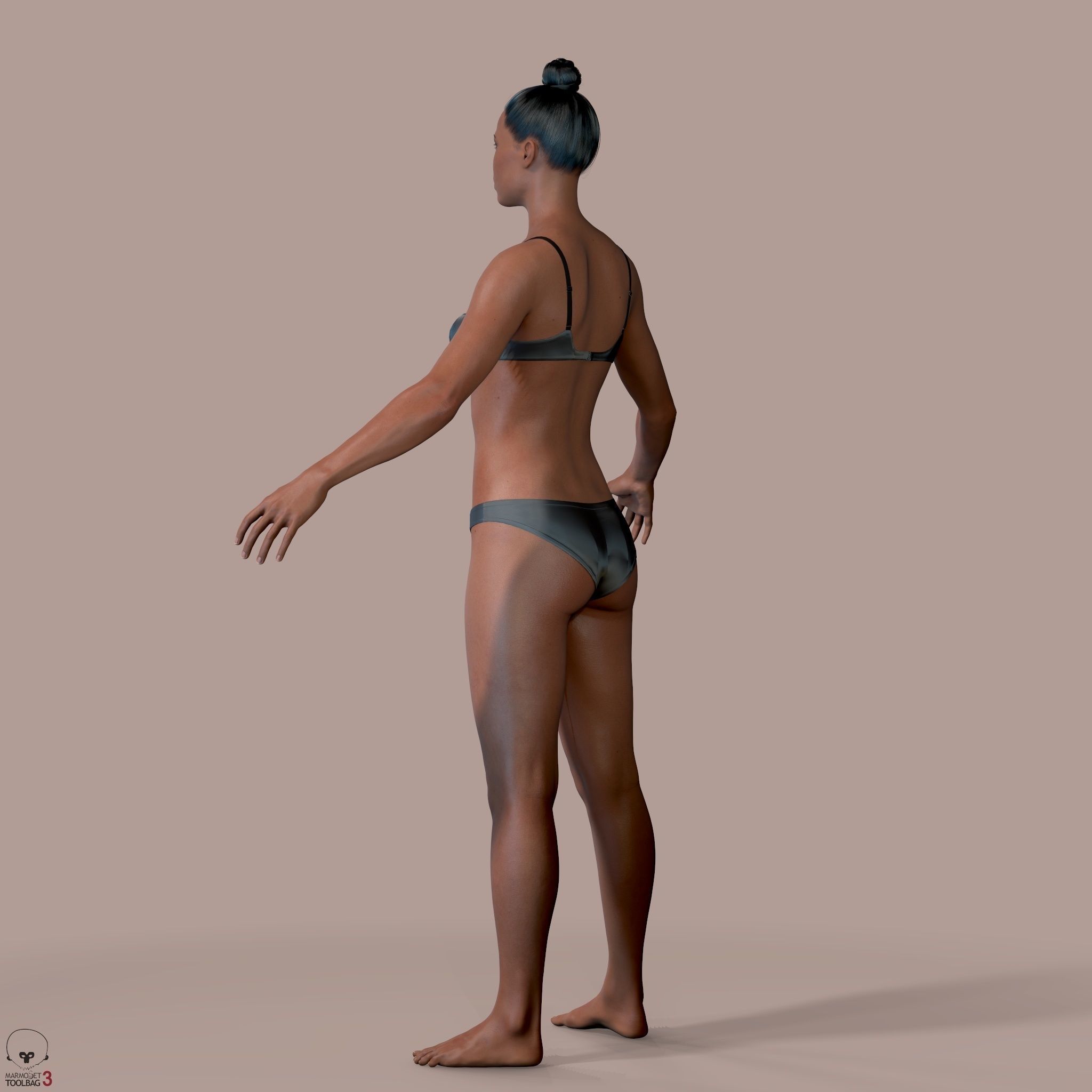 Average Black Female Body Low-poly 3D model_11