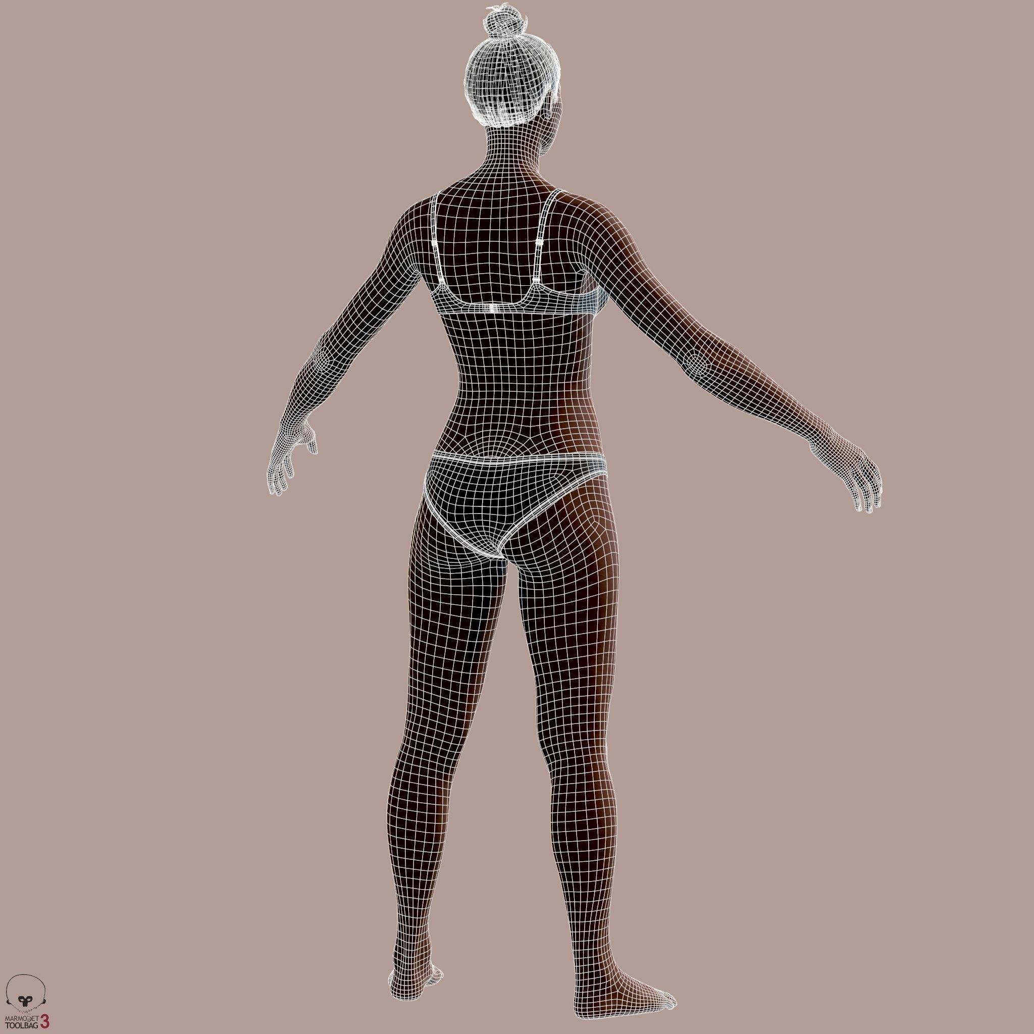 Average Black Female Body Low-poly 3D model_35