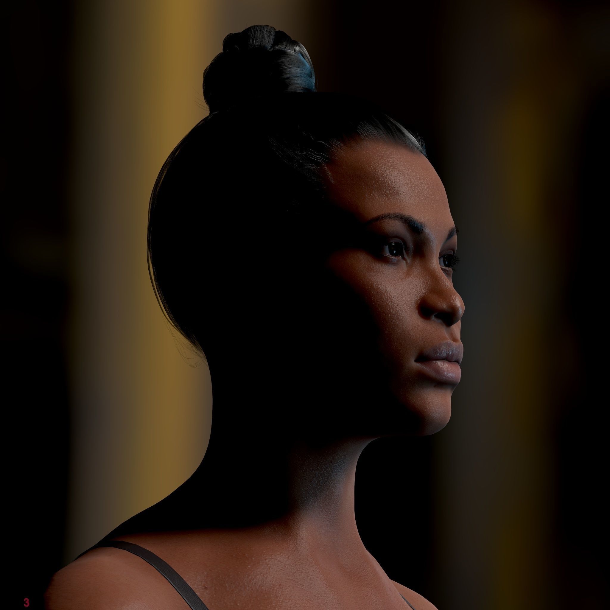 Average Black Female Body Low-poly 3D model_30